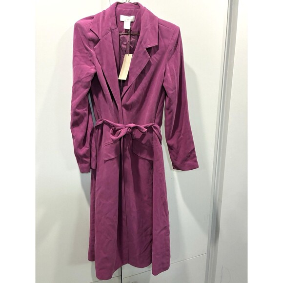 Spiegel Jackets & Blazers - Spiegel 100% Silk Twill Magenta Trench Coat NWT Signature Luxury Collection